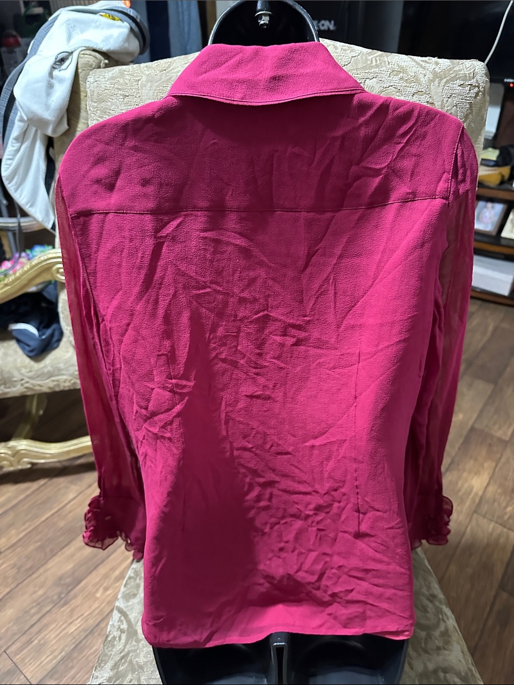 Coldwater Creek Ruffled Button-Front Blouse - Fuchsia - Picture 7 of 7